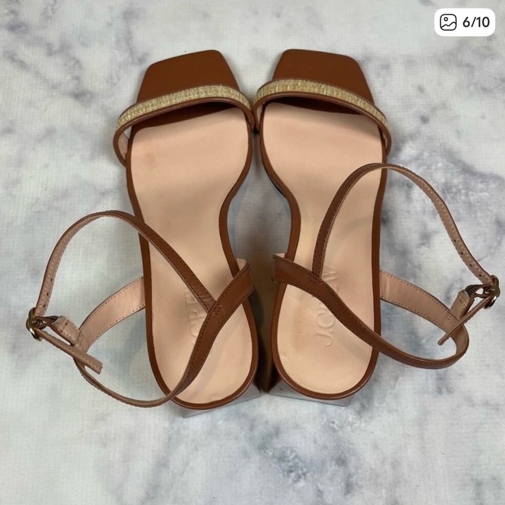 J. Crew Layne Cognac Brown Block Heel Sandal - 10.5 - Picture 5 of 9